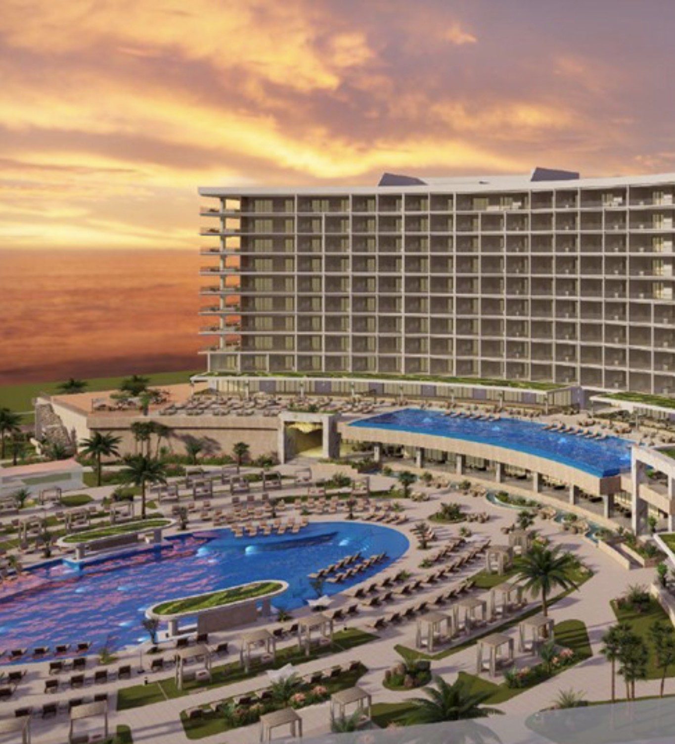 Le Blanc Spa Resort Turks and Caicos, architect's render of the pool deck