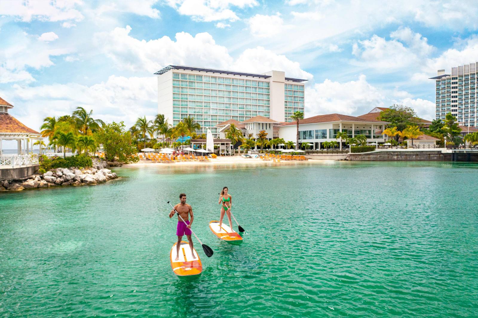 Paddleboards go out from the beach here; the water inside the point stays flat