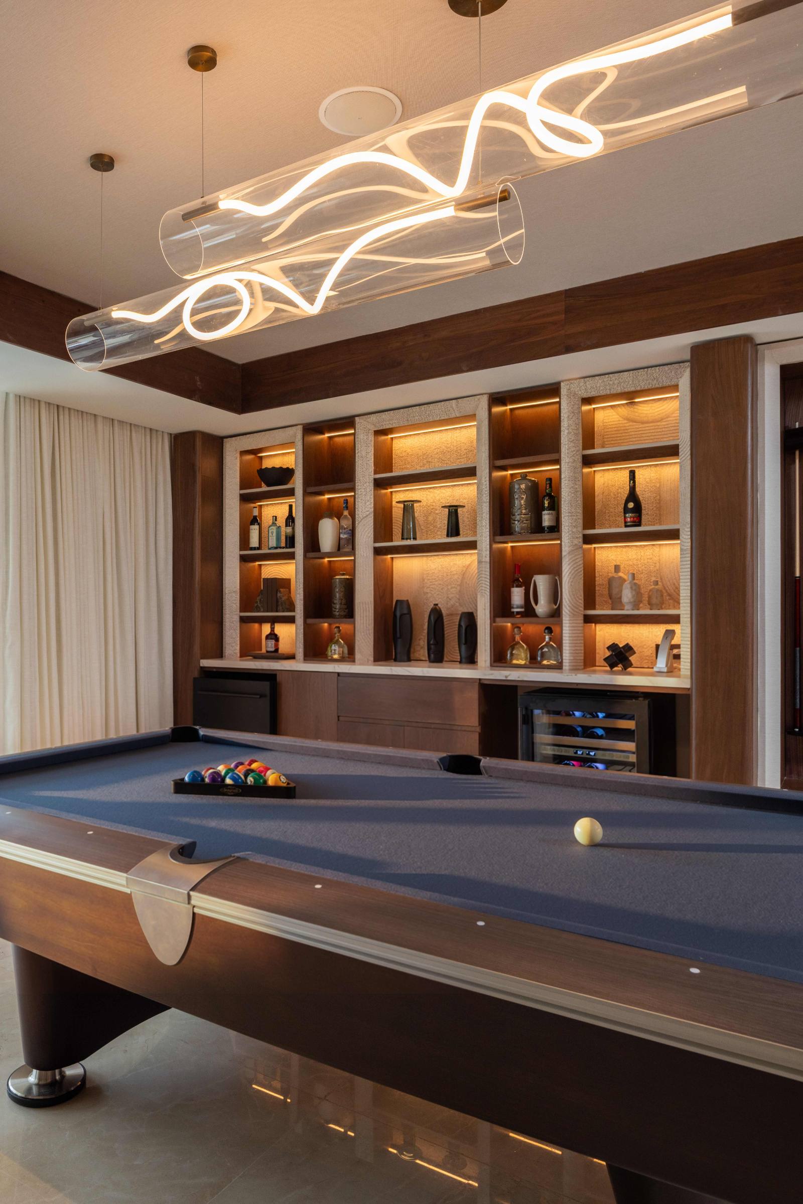 A pool table in the games room: where the group ends up after dinner