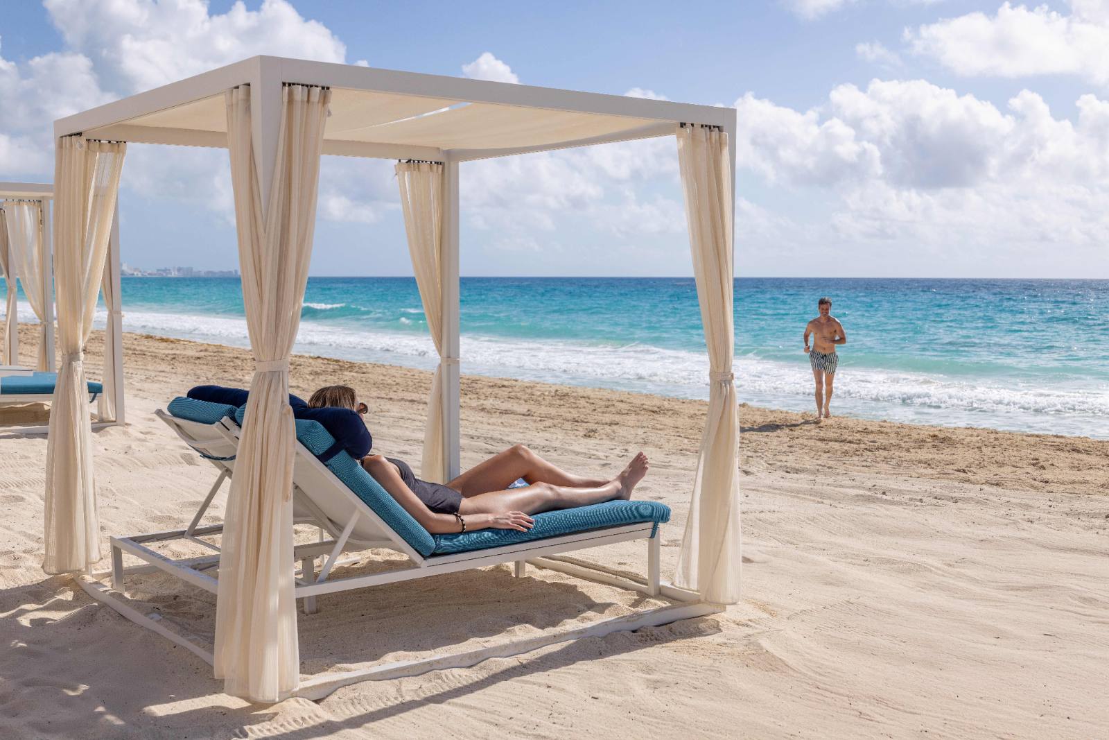Beach cabanas, free to use, first come each morning