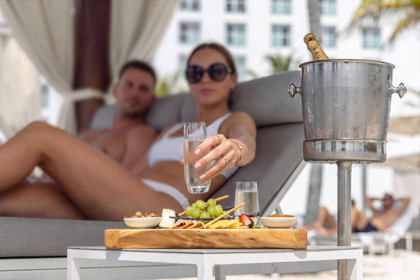 Couple in a beachfront cabana